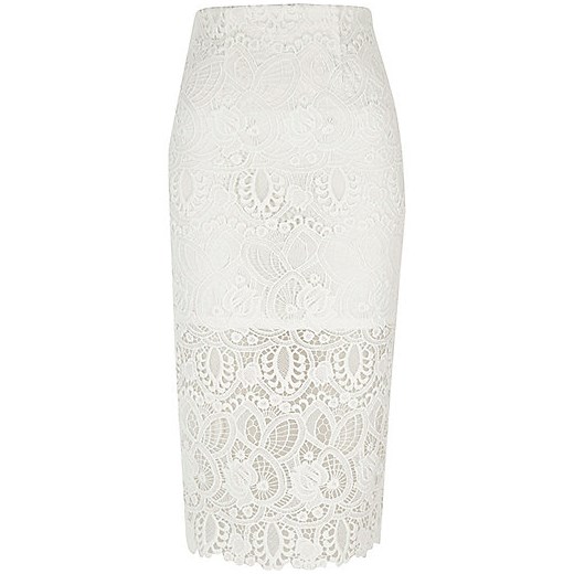 White lace pencil skirt   River Island  