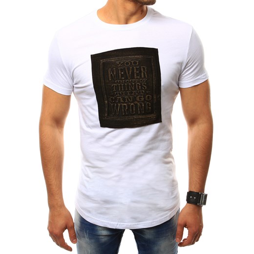 T-shirt męski z naszywką biały (rx2410) Dstreet  M 