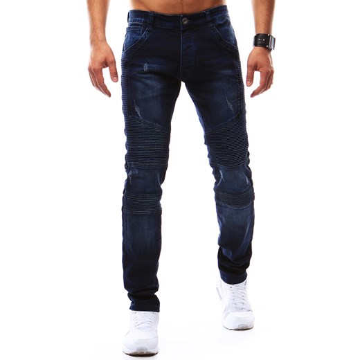 Spodnie jeansowe męskie granatowe (ux0913)  Dstreet  