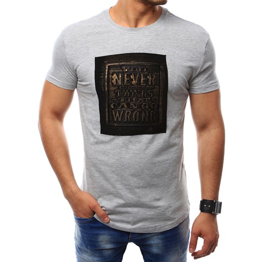 T-shirt męski z naszywką szary (rx2409) Dstreet  M 