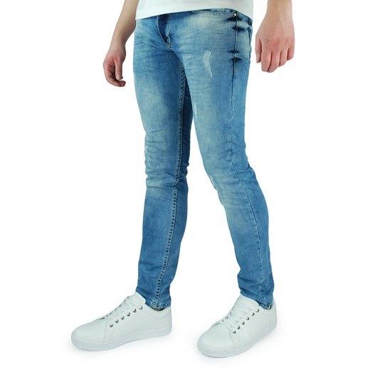 Jeansy męskie w kolorze jasno niebieskim 0037 niebieski  30 promocyjna cena anmir.pl 