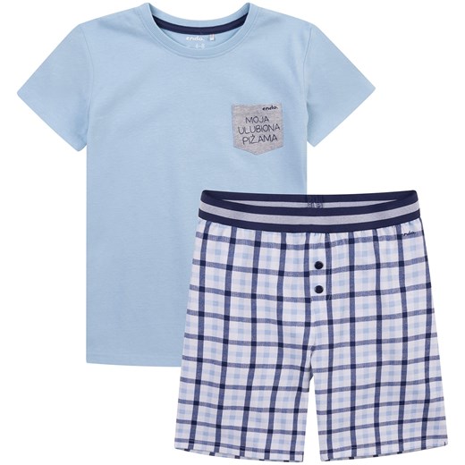 Piżama z krótkimi spodenkami dla chłopca 9-13 lat Endo niebieski 134-140 endo.pl okazja 