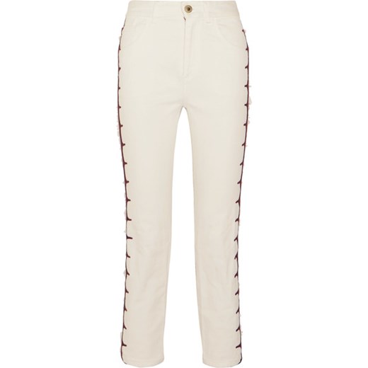 Cropped embroidered high-rise straight-leg jeans Chloé bezowy  NET-A-PORTER