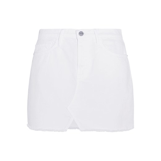Le Mini frayed denim mini skirt Frame bialy  NET-A-PORTER
