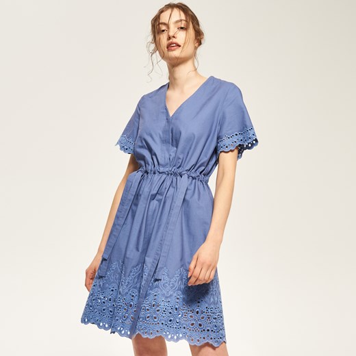 Reserved - Sukienka z ażurowym wykończeniem - Niebieski  Reserved 34 