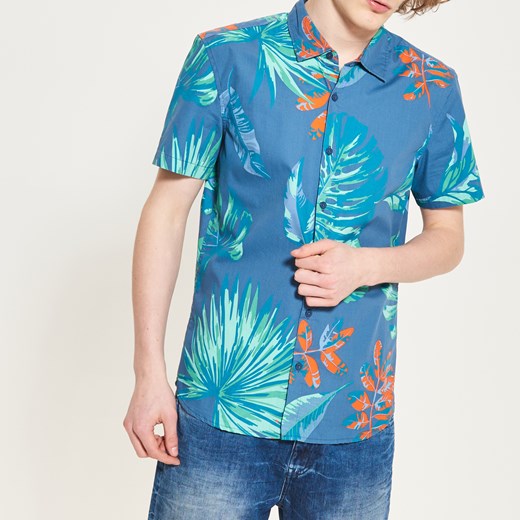 Reserved - Koszula z kwiatowym motywem - Niebieski  Reserved XL 