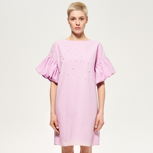Reserved - Sukienka z bufiastymi rękawami - Różowy rozowy Reserved 34 