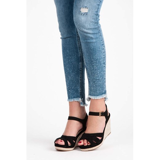 WYGODNE SANDAŁY KOTURNY - 36 Anesia Paris niebieski 36 MiModa.pl
