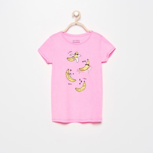 Reserved - T-shirt z nadrukiem - Różowy rozowy Reserved 134 