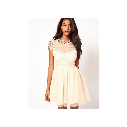 Sukienka Asos Mini Skater With Embellished Collar pandzior-pl-new-vogue poliester