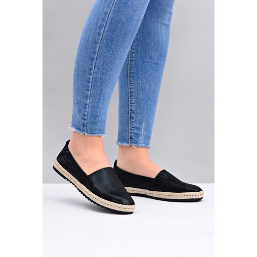 Czarne Damskie Espadryle Tenisówki Slip On Benita niebieski 39 BUTOSKLEP.PL