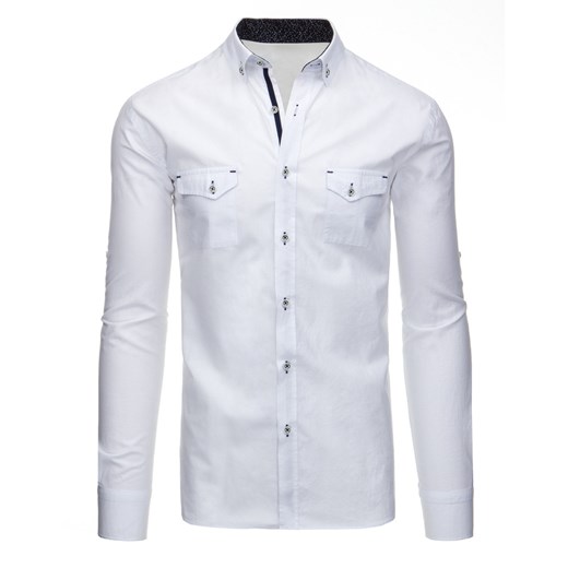 Biała koszula męska z długim rękawem (dx1355) Dstreet  M 