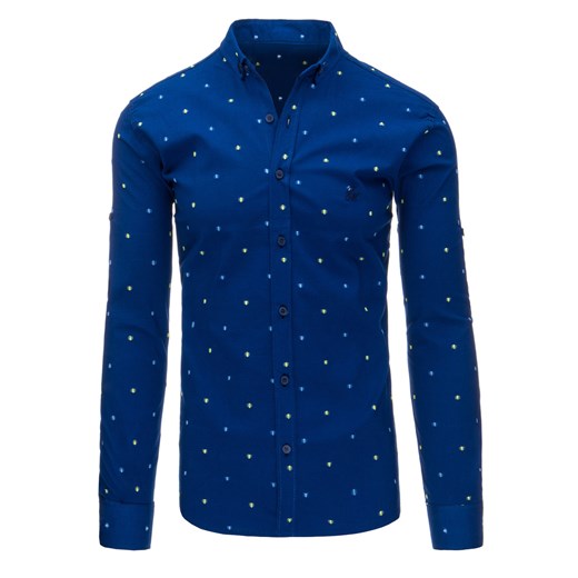 Niebieska koszula męska we wzory z długim rękawem (dx1350) Dstreet  XL 