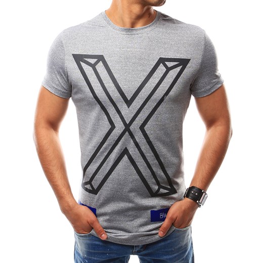 Szary męski T-shirt z nadrukiem (rx2561) Dstreet  L 