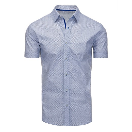 Koszula męska elegancka we wzory z krótkim rękawem biała (kx0787) Dstreet  L 