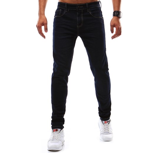 Spodnie jeansowe męskie granatowe (ux0901) czarny Dstreet  