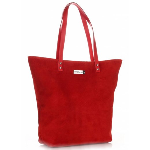 Skórzany ShopperBag Torebka renomowanej marki Vittoria Gotti Made in Italy Czerwona (kolory) czerwony Vittoria Gotti  PaniTorbalska