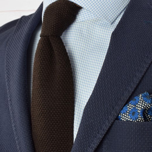 Krawat knit jednolity brązowy