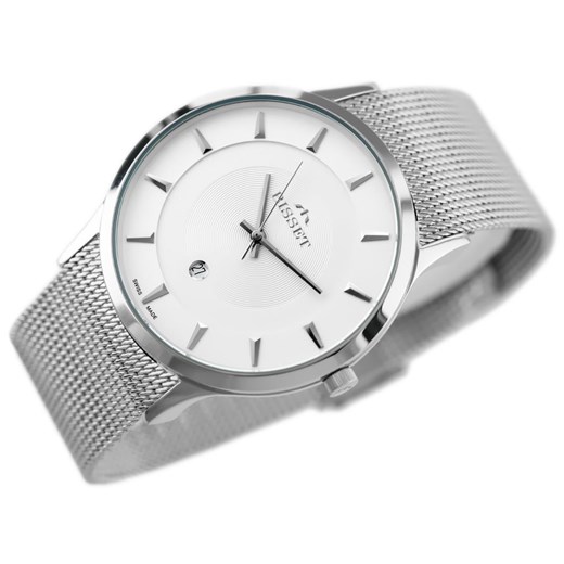 Srebrny zegarek Bisset analogowy 