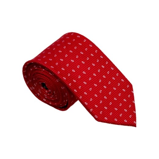 KP-001 Czerwony Krawat Jedwabny z Drobnym Wzorem Paisley (Żakardowy)  Luma Milanówek  