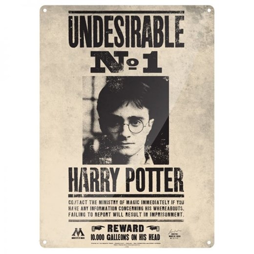 Harry Potter niepożądany numer jeden - blaszana tabliczka na ścianę