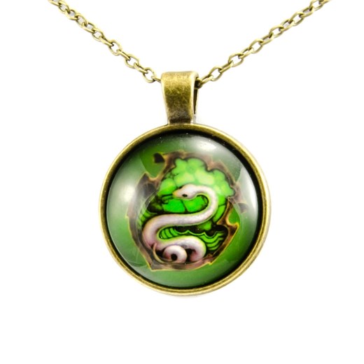 Harry Potter naszyjnik - herb Slytherin - cabochon