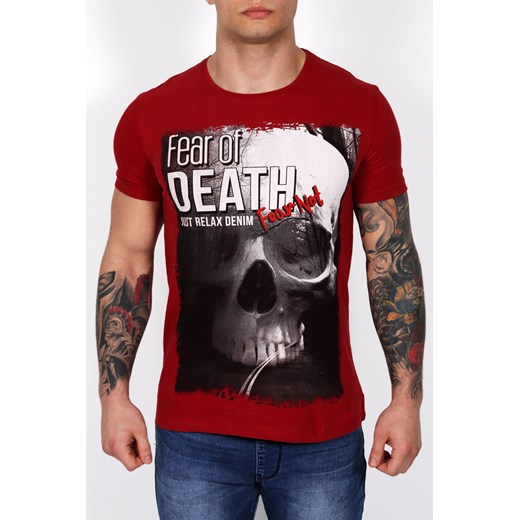Koszulka z printem FEAR OF DEATH Bordowa