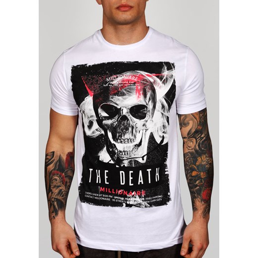 Koszulka z printem THE DEATH biała Exit rozowy M MODOLINE.PL