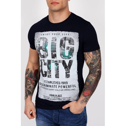 Koszulka z printem BIG CITY granatowa