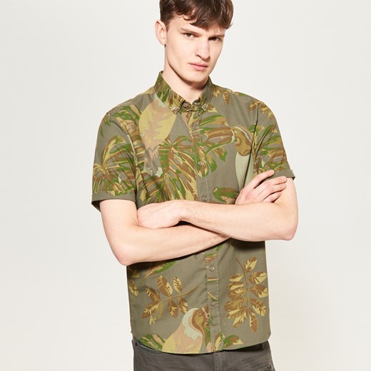 Reserved - Koszula w kwiatowy wzór - Zielony  Reserved L;M;S;XL 