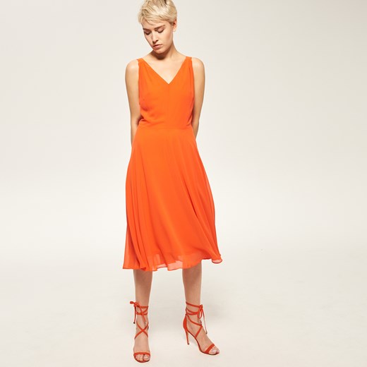 Reserved - Sukienka z ozdobnym dekoltem - Pomarańczo pomaranczowy Reserved 34;38;40;42;44 