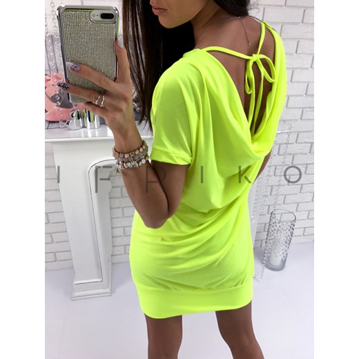 WIOSENNY LOOK BAWEŁNIANA NEONOWA SUKIENKA EFEKTOWNE PLECY zielony XL ifriko.pl
