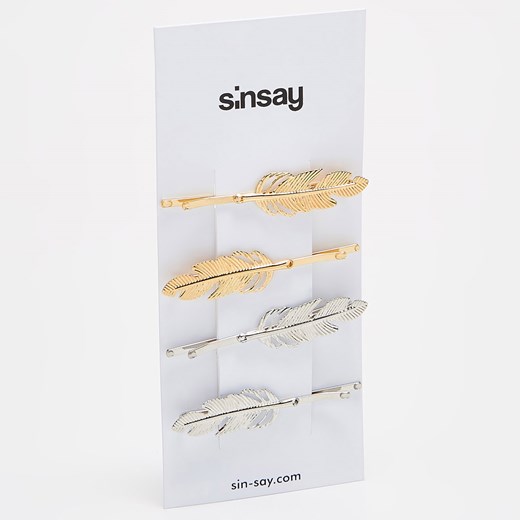 Sinsay - Spinki w kształcie liścia - Wielobarwn Sinsay szary One Size 