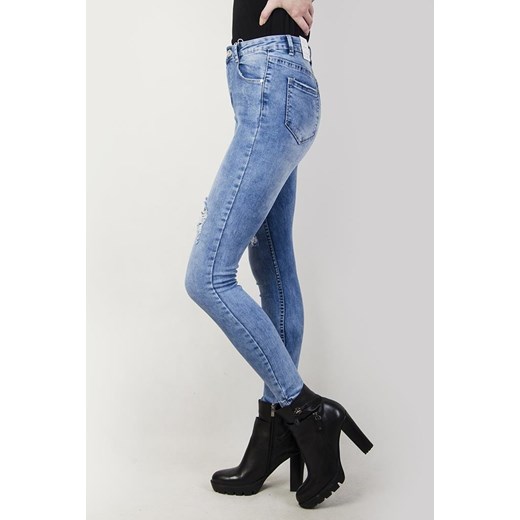 Spodnie jeansowe z wysokim stanem i dziurami   XL olika.com.pl