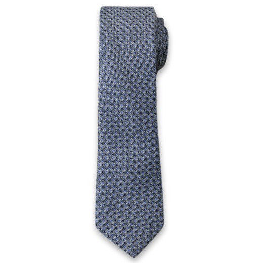 Elegancki Krawat Męski w Drobny Wzór - 6 cm - Alties, Niebiesko-Granatowy KRALTS0098 ze sklepu JegoSzafa.pl w kategorii Krawaty - zdjęcie 37282818