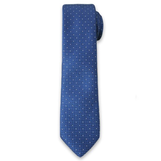 Stylowy Krawat Męski w Drobny Biały Wzór - 6 cm -  Alties, Niebieski KRALTS0102 ze sklepu JegoSzafa.pl w kategorii Krawaty - zdjęcie 37282826