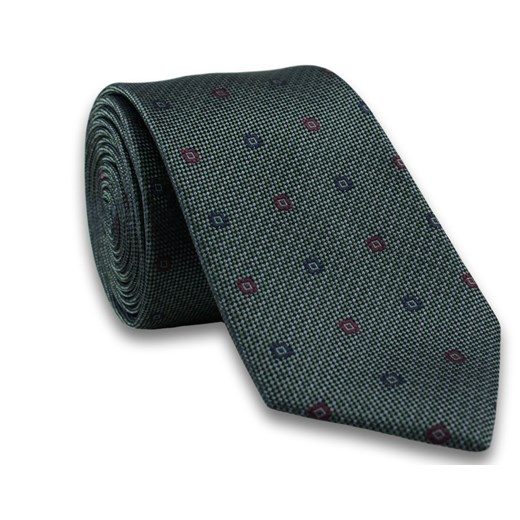 Elegancki Krawat Męski w Delikatny Rzucik, Grochy -6,5cm- Chattier, Srebrny KRCH0886 ze sklepu JegoSzafa.pl w kategorii Krawaty - zdjęcie 37282859