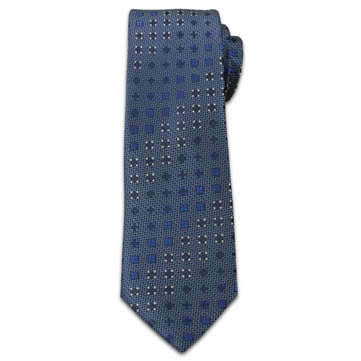 Stylowy Krawat Męski - Motyw Geometryczny - Chattier - 6,5 cm, Ciemny Niebieski KRCH0959 ze sklepu JegoSzafa.pl w kategorii Krawaty - zdjęcie 37282945