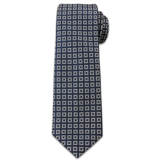 Elegancki Krawat Męski w w Kwadraciki -6,5 cm- Chattier, Granatowo-Biały KRCH0960 ze sklepu JegoSzafa.pl w kategorii Krawaty - zdjęcie 37282947