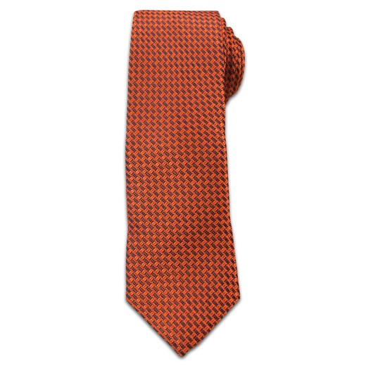 Wyrazisty Krawat  Męski w Drobny Rzucik -6,5cm-  Chattier, Pomarańczowy KRCH0968