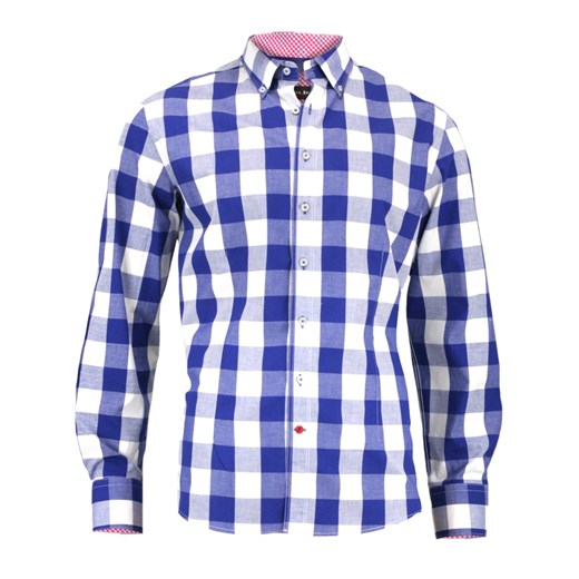 Męska, Taliowana Koszula w Grubą Kratę VICHY - 100% BAWEŁNA - Kolorowa KSDWPBR0069