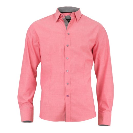 Męska, Taliowana Koszula - 100% BAWEŁNA - Button-Down, Ciemny Różowy KSDWPBR0072
