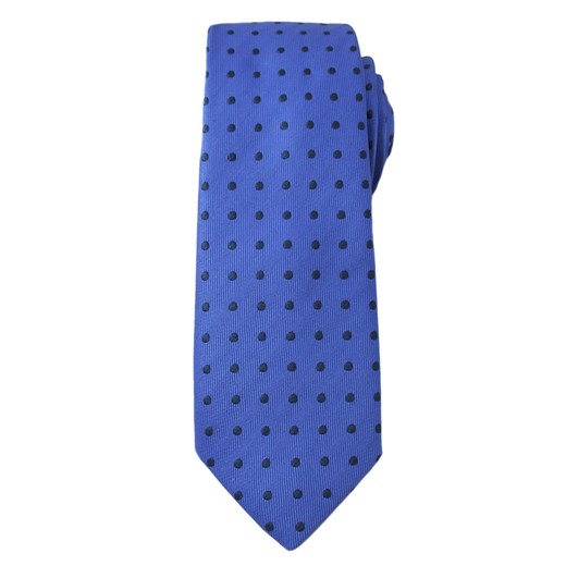 Elegancki Krawat Męski w Groszki, Kropki - 6 cm - Angelo di Monti, Niebieski KRADM1222