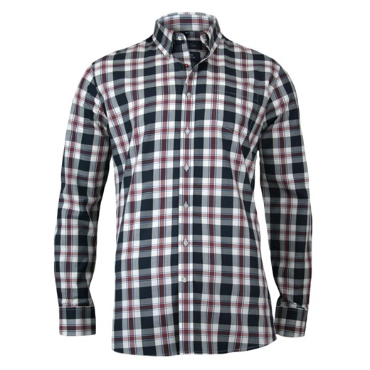 Koszula Męska Slim-Fit z Długim Rękawem, Kratka - 100% BAWEŁNA- Kolorowa KSDWCHIAOM5A033C