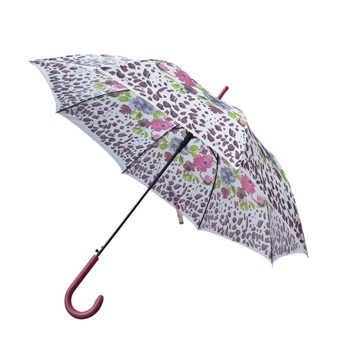 Piękny, długi parasol z kwiatowym nadrukiem
