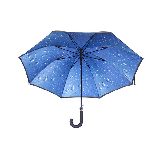 Długi parasol typu golf z nadrukiem w krople deszczu