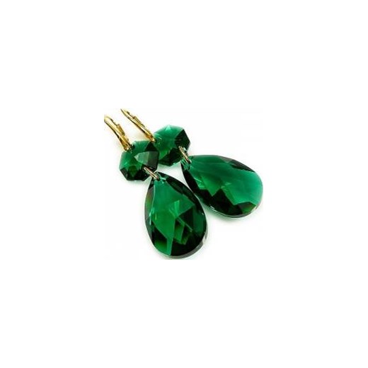 Nowe! Kryształy Piękne Kolczyki Emerald Jolie Gold