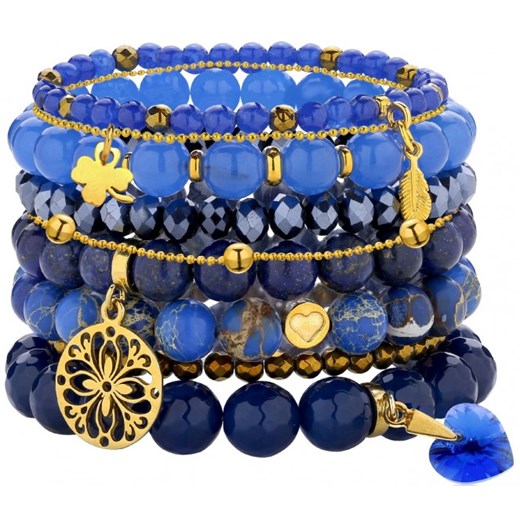 Zestaw bransoletek MIDNIGHT BLUE z kamieni naturalnych, kryształem SWAROVSKI® oraz srebra 925 pozłacanego