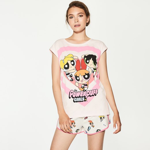 House - T-shirt piżamowy atomówki - Różowy House bezowy L 