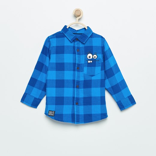 Reserved - Koszula z nadrukiem nad kieszonką - Niebieski Reserved niebieski 86 
